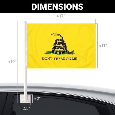 2 Pack: Gadsden Don't Tread On Me Car Flag | 11x17 In | Double LiteWeave Pro Series Double Sided Printed 150D Polyester | Flagpole Included | Perfect for Festival Celebrations Parades