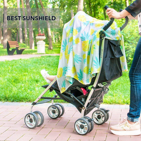 Muslin Swaddle Blanket Large 47 x47 Pineapple Print Super Soft Breathable Bamboo Cotton for Newborn Infant Baby Receiving Swaddling Blanket Wrap Boys Girls