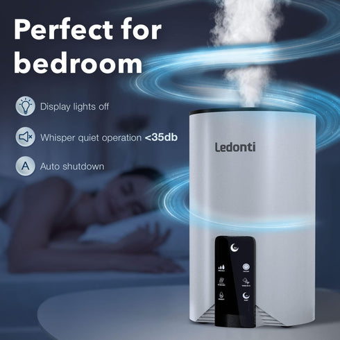 WiFi Control Humidifiers for Bedroom Dual Mist (Cool & Warm) ! Humidifier 4L Big Capacity Top Fill Water Tank Quie Humidifier for Large Rooms Home Living Office Baby Ultrasonic Humidifier