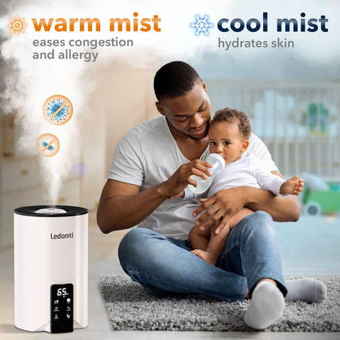 WiFi Control Humidifiers for Bedroom Dual Mist (Cool & Warm) ! Humidifier 4L Big Capacity Top Fill Water Tank Quie Humidifier for Large Rooms Home Living Office Baby Ultrasonic Humidifier