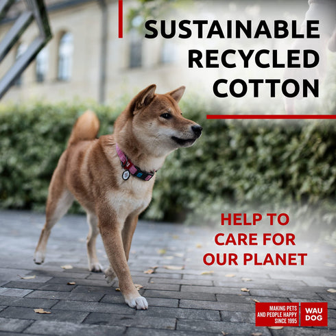 Reflective Cotton Dog Collar Eco Friendly Alt to Nylon Collar for Small Medium and Large Dogs Pet Collar with QR ID Tag Puppy Collar for Large Breed Dogs Adjustable Male Female Dog Collar