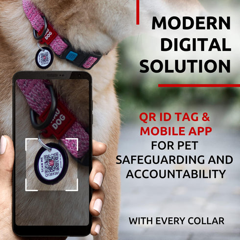 Reflective Cotton Dog Collar Eco Friendly Alt to Nylon Collar for Small Medium and Large Dogs Pet Collar with QR ID Tag Puppy Collar for Large Breed Dogs Adjustable Male Female Dog Collar