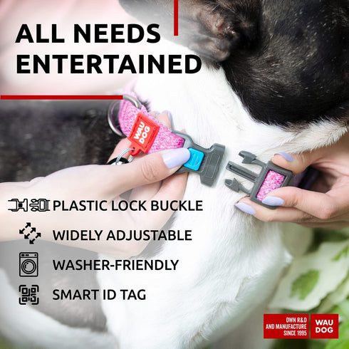 Reflective Cotton Dog Collar Eco Friendly Alt to Nylon Collar for Small Medium and Large Dogs Pet Collar with QR ID Tag Puppy Collar for Large Breed Dogs Adjustable Male Female Dog Collar