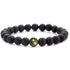 Black Lava Rock Beads Natural Stone Bracelets with Pyrite - Set of 2 - Healing Crystal Energy Activation Power Chakra Reiki Elastic Stretch Bracelet for Protection Man Women Diffuser Elastic Yoga 8mm