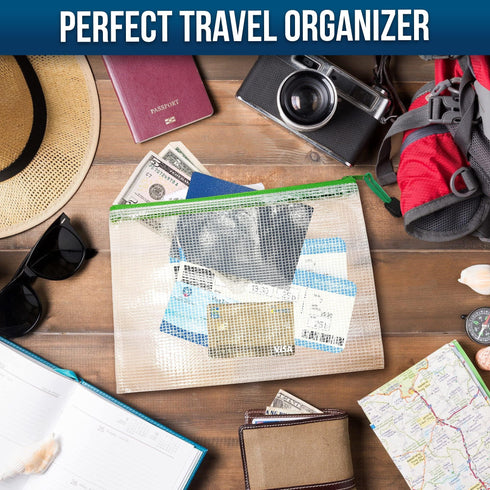 10 Pack Plastic Zipper Pouches A5 for School Office Supplies Cosmetics Tax Papers Travel Accessories Receipts Makeup Small Mesh Zipper Bags for Storage Waterproof Small Mesh Pouch with Zipper