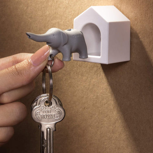 Whistle Key Ring and Key Holder Elephant Grey by QUALY