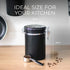 Stainless Steel Coffee Canister 21oz Airtight Kitchen Food Storage Container with Date Tracker CO2 Release Valve and Measuring Scoop For Ground Coffee Beans Tea Sugar Large (Black)
