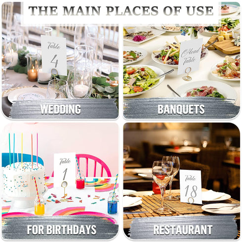 Silver Table Numbers 1 30 for Wedding Reception Silver Foil Table Number Cards 4x6 in with Head & Gift Table Restaurant Table Numbers Wedding Numbers for Tables Card Stock Wedding Table Numbers