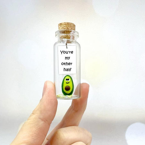 Cute Girlfriend and Boyfriend Gifts Personalized Anniversary Present for Her Him Custom Photo Birthday Gift Bottle (Green Avocado You Are My Other Half Gift Bottle)