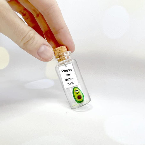 Cute Girlfriend and Boyfriend Gifts Personalized Anniversary Present for Her Him Custom Photo Birthday Gift Bottle (Green Avocado You Are My Other Half Gift Bottle)