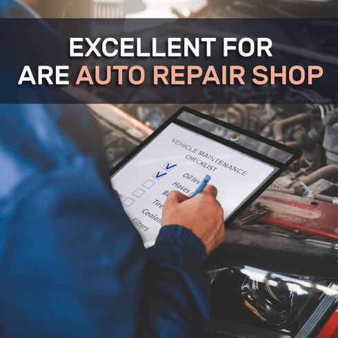 5 Pack Job Ticket Holders 8.5x11 Dry Erase Shop Holder Order Pockets Vinyl Clear Black Sleeves Tickets Folders Jackets