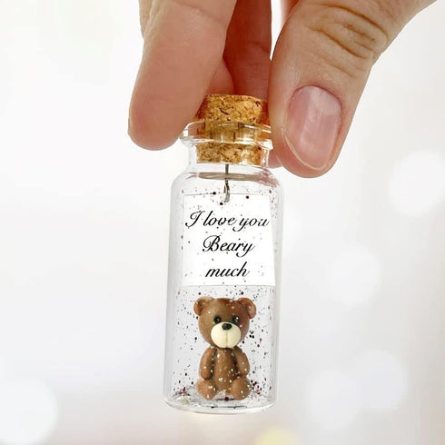 Cute Girlfriend and Boyfriend Gifts Personalized Anniversary Present for Her Him Custom Birthday Gift Idea for Women Men (Brown Bear I Love You Beary Much Gift Bottle)