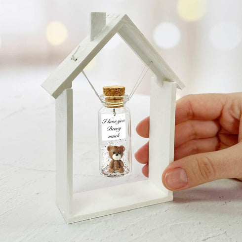 Cute Girlfriend and Boyfriend Gifts Personalized Anniversary Present for Her Him Custom Birthday Gift Idea for Women Men (Brown Bear I Love You Beary Much Gift Bottle)