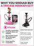 Hookah Set 2 Hose Hookah – LilOne 12” Black Mini Hookah 2 Hose Hookah Set with 50x Foil Hookah Bowl 10x Tips 2x Mouthpiece 2x Hookah Hose Tongs Portable Hookah set with everything Hookah Kit
