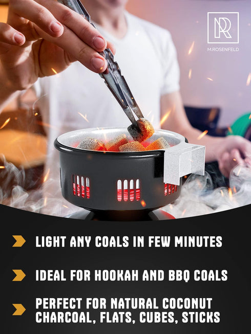 PRO Hookah Coal Burner for Hookah – Professional FIRE Tower Multipurpose Electric Stove for Hookah Coals Burner for Shisha Free Hookah Tongs Hookah Charcoal Burner for Hookah Cubes