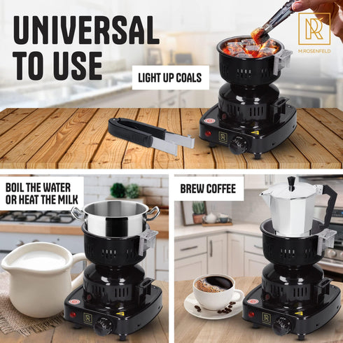 PRO Hookah Coal Burner for Hookah – Professional FIRE Tower Multipurpose Electric Stove for Hookah Coals Burner for Shisha Free Hookah Tongs Hookah Charcoal Burner for Hookah Cubes