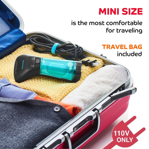 Steamer for Clothes Travel Handheld Portable Steamer for Garment and Fabric No Spitting Safe and Little Handy Compact Mini Clothing Steamer and Curtain with Accessories Black