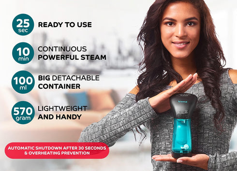 Steamer for Clothes Travel Handheld Portable Steamer for Garment and Fabric No Spitting Safe and Little Handy Compact Mini Clothing Steamer and Curtain with Accessories Black