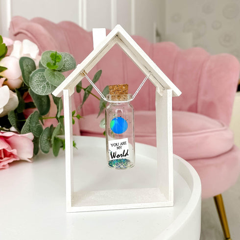 Cute Girlfriend and Boyfriend Gifts Personalized Anniversary Present for Her Him Custom Birthday Gift Idea for Women Men (You Are My World in Wooden Frame)