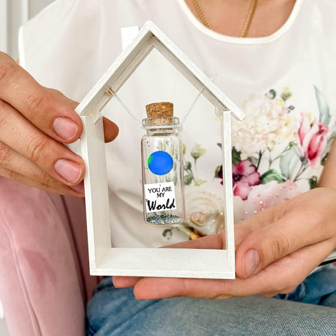 Cute Girlfriend and Boyfriend Gifts Personalized Anniversary Present for Her Him Custom Birthday Gift Idea for Women Men (You Are My World in Wooden Frame)