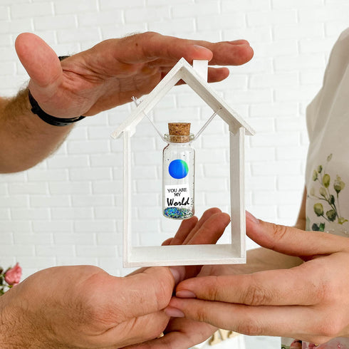 Cute Girlfriend and Boyfriend Gifts Personalized Anniversary Present for Her Him Custom Birthday Gift Idea for Women Men (You Are My World in Wooden Frame)