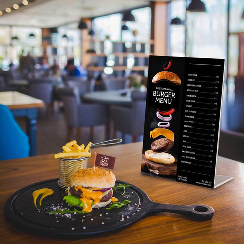 5 Pack Acrylic Sign Holders 8.5x11 Plastic Stands for Display 8 1 2 x 11 Acrylic Sign Holder with Vertical Slanted Back Clear Plastic Sign Holder Paper Display Table Stand Flyer Document Paper