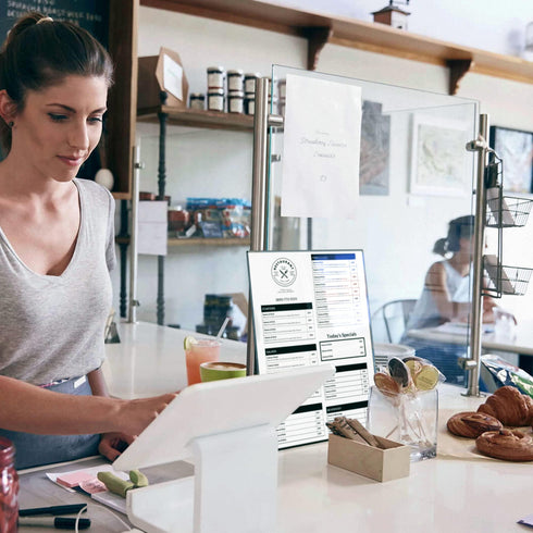 5 Pack Acrylic Sign Holders 8.5x11 Plastic Stands for Display 8 1 2 x 11 Acrylic Sign Holder with Vertical Slanted Back Clear Plastic Sign Holder Paper Display Table Stand Flyer Document Paper