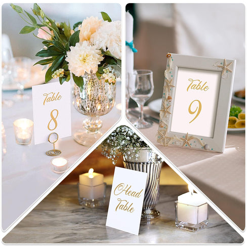 Gold Table Numbers 1 30 for Wedding Reception Gold Foil Table Number Cards 4x6 Inch with Head & Gift Table Restaurant Table Numbers Wedding Numbers for Tables Card Stock Wedding Table Numbers