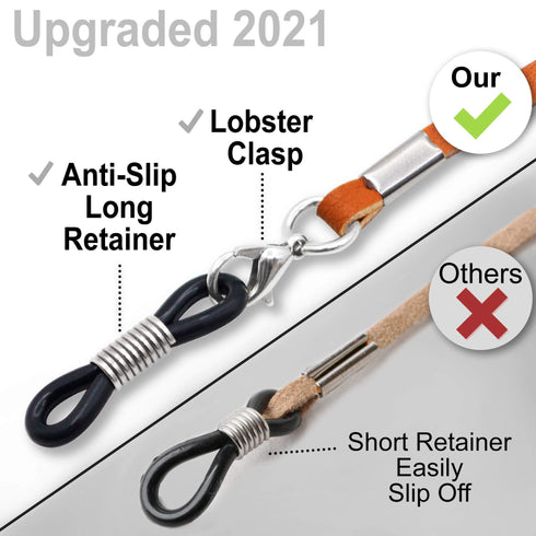 Eyeglasses Holder Strap Cord PREMIUM ECO LEATHER Eyeglasses String Holder Chain Necklace Glasses Cord Lanyard Eyeglass Retainer