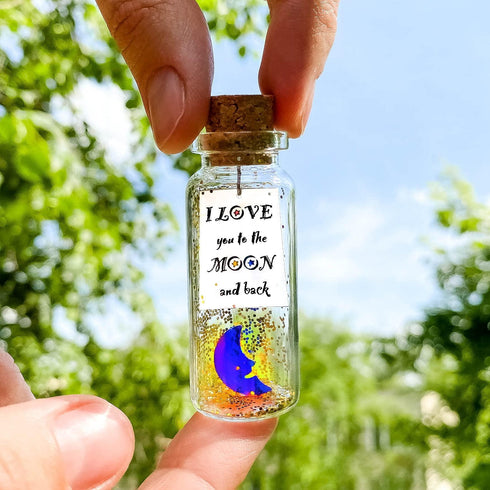 Cute Girlfriend and Boyfriend Gifts Personalized Anniversary Present for Her Him Custom Birthday Gift Idea for Women Men (I Love You To The Moon And Around The World Gift Bottle)