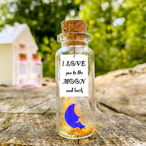 Cute Girlfriend and Boyfriend Gifts Personalized Anniversary Present for Her Him Custom Birthday Gift Idea for Women Men (I Love You To The Moon And Around The World Gift Bottle)