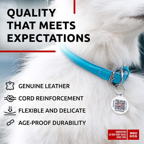 WAUDOG Ultra Soft Rolled Leather Dog Collar for Small Dogs Soft Padded Dog Collars for Medium Dogs Puppy Collars for Large Breed Dogs Male and Female Dog Collar