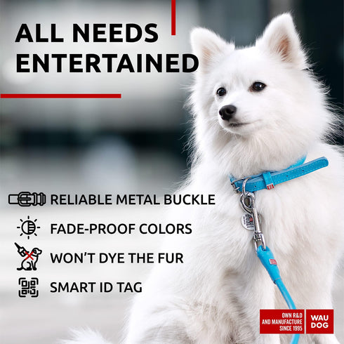 WAUDOG Ultra Soft Rolled Leather Dog Collar for Small Dogs Soft Padded Dog Collars for Medium Dogs Puppy Collars for Large Breed Dogs Male and Female Dog Collar