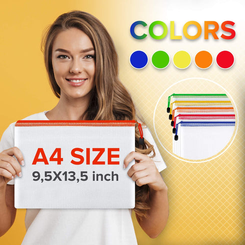 22 Pack A4 Zipper Pouches for Board Games & Puzzles Plastic Mesh Zipper Pouches Document Bag Mesh Storage Bags with Zipper Waterproof Mesh Zipper Pouch for School Office Supplies Mesh Game Bags