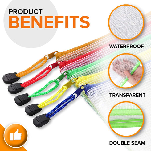 22 Pack A4 Zipper Pouches for Board Games & Puzzles Plastic Mesh Zipper Pouches Document Bag Mesh Storage Bags with Zipper Waterproof Mesh Zipper Pouch for School Office Supplies Mesh Game Bags