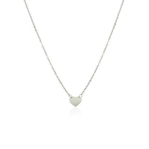 14k White Gold Polished Mini Heart Necklace