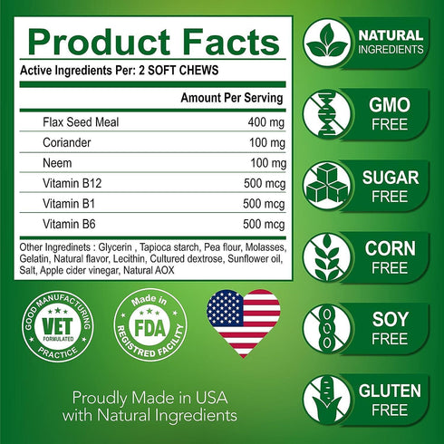 (2 Pack) Flea and Tick Prevention for Dogs Chewables