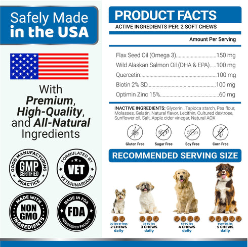 Omega 3 Fish Oil for Dogs 170 Chews Skin and Coat Supplement Omega 3 for Dogs Dry & Itchy Skin Relief Treatment Allergy Support Dog Anti Shedding Treats Shiny Coats EPA & DHA Salmon