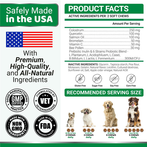 YUMA'S Dog Allergy Relief Chews Dog Itching Skin Relief Treatment Pills 170 Treats Anti Itch for Dogs Itchy and Paw Licking Dry Skin & Hot Spots Omega 3 Fish Oil Skin & Coat Supplement