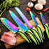 Kitchen Knife Set Kit 5 Dishwasher Safe Colorful Knives Knife Sharpener & Magnetic Wall Bar Titanium Non Stick Plating Stainless Steel