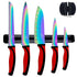 Kitchen Knife Set Professional Titanium Coated Stainless Steel Blades Dishwasher Safe Safety Sheaths 5 Knives