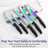 Kitchen Knife Set Professional Titanium Coated Stainless Steel Blades Dishwasher Safe Safety Sheaths 5 Knives