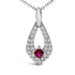 .925 Sterling Silver Created Red Ruby and White Sapphire Pear Shaped Pendant Necklace - 18" Inches