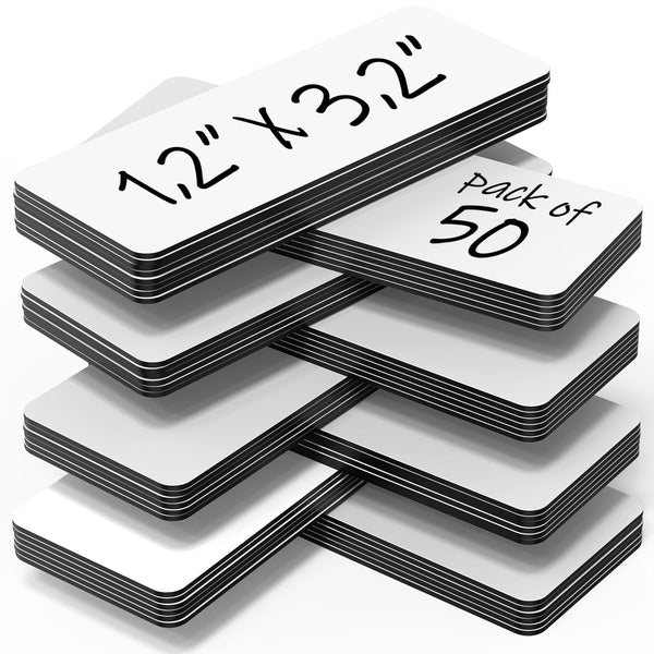 50 Pack Dry Erase Magnetic Labels 3.2x1.2 in Magnetic Name Tags for Classroom Lockers School Bus Classroom Magnets for Names Magnet Labels for Whiteboard Magnetic Name Plates for Classroom Blanked