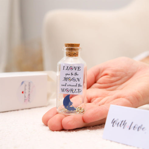 Kseniya Revta Anniversary Present for Her & Him Valentines Day Romantic Gift to Boyfriend Girlfriend Message I Love You Gifts Wife Husband (Moon in Big Bottle I Love You Gift Bottle)